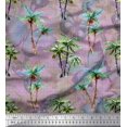 thumbnail image 1 of Soimoi Modal Satin Fabric Check,Text & Coconut Tree Decor Fabric Printed Yard 42 Inch Wide, 1 of 2