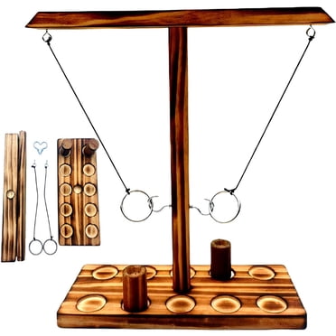 Jeu de Lancer d'Anneaux pour Enfants et Adultes, Lancer d'Anneaux avec Échelle de Tir, Base Plus Grande pour Assurer la Stabilité, Jeu Interactif Rapide de Lancer d'Anneaux et d'Anneaux avec Crochet, Jeu de Lancer d'Anneaux en Bois