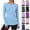 White, variant on CFLVAEK Sun Protection Shirts for Women UPF 50+ Quick Dry Sun Shirt Solid Colour Long Sleeve Crewneck Workout Hiking Clothing Blue L