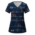 thumbnail image 4 of EGNMCR Hauts de Sarrau Femmes Blouse pour Femmes Uniforme de Travail pour Femmes Vêtements Imprimé Col en V Manches Courtes Hauts avec Poche, 4 of 4