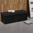 thumbnail image 4 of PINPLUS 43.3" Black Velvet Ottoman Storage,Extra Large End of Bed Storage Box with Lids,Footstool Folding Ottoman Bench Window Seat with Rivet, 4 of 7