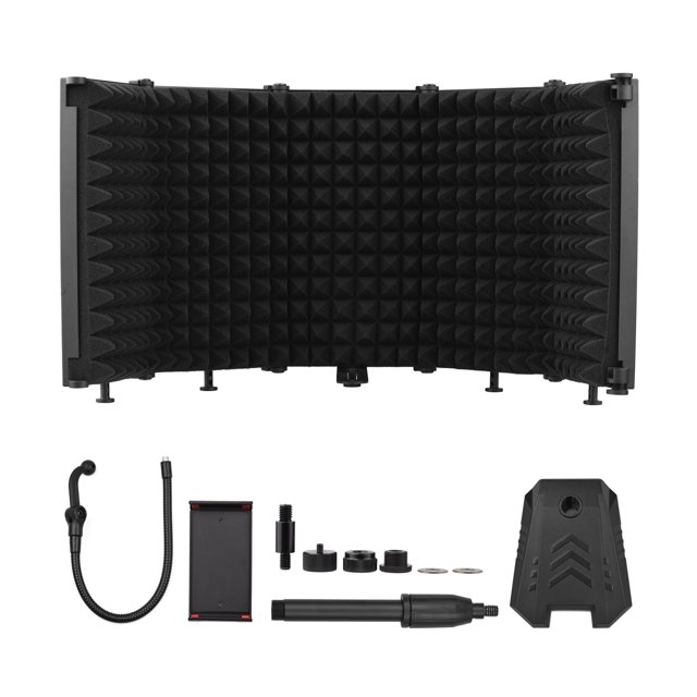 Isolation Shield, avec 3/8 Pouces 5/8 Pouces Mic Mount Stand Tablet Mic Son avec Isolation Shield 3/8 Pouces 5/8 Pouces Mic Mount Inch 5/8 Pouces Shield 5 Panneaux Mic Clip Studio Live Tablet Clip Studio Audio