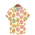 thumbnail image 2 of VBTAPA Mens Spring Shirts Happy Easter Day Rabbit Eggs Print Button Down Shirt Short Sleeve Hawaiian Beach Party Tops Prime Sales Today Multicolor XXL, 2 of 6
