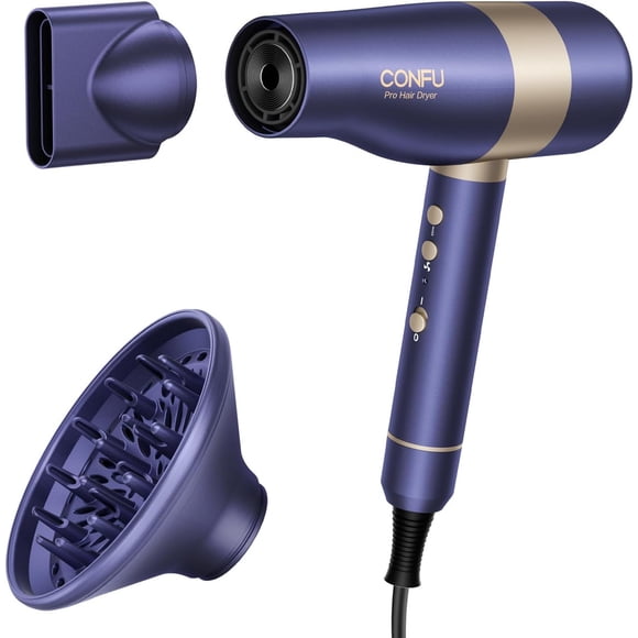 CONFU Ionic Hair Dryer with Diffuser & Nozzle, K10 (Purple)