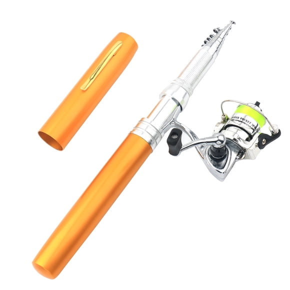 Tignapoo Ensemble de Canne à Pêche Mini Portable - Alliage d'Aluminium Doré 2,1 m, Léger et Durable avec Moulinet Interchangeable, Conception Compacte pour un Transport et un Rangement Faciles