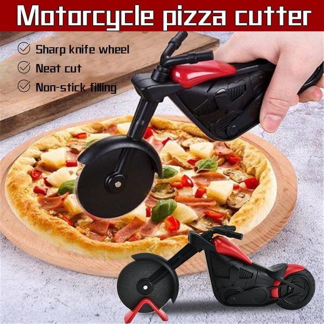 Oleegame 1 Pce Trancheur de Tomate et Trancheur de Citron Roue en Plastique Style Moto Vélo Rouleau à Pizza en Acier Inoxydable