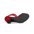 thumbnail image 3 of BLISSFUL STEP Women's Lace Up and Ankle Strap Block Heel Sandals Red 11, 3 of 8