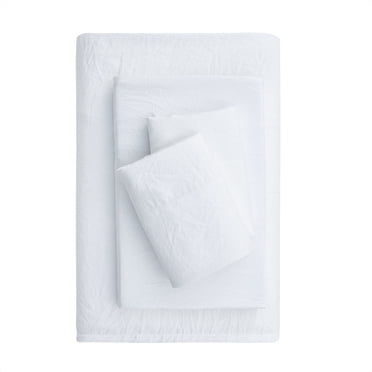 Mainstays Washed Ultra Soft Microfiber Bed Sheet Set, King, Arctic White, 4 Piece