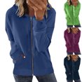 thumbnail image 1 of VEKDONE Womens Zip Up Hoodies Jackets Fall Long Sleeve Thin Fleece Coat Basic Solid Color Drawstring Hooded Jacket Soft Lightweight Athletic Outerwear Hot Pink S, 1 of 6