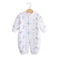 thumbnail image 1 of WERYOUNG Combinaison une-Pièce Filles Garçons Été Coton Imprimé Dessin Animé à Boutons Manches Longues Combinaison Barboteuse Bébé Tenue d'Intérieur Stylée Combinaison, Blanc, 3-6 Mois, 1 of 2