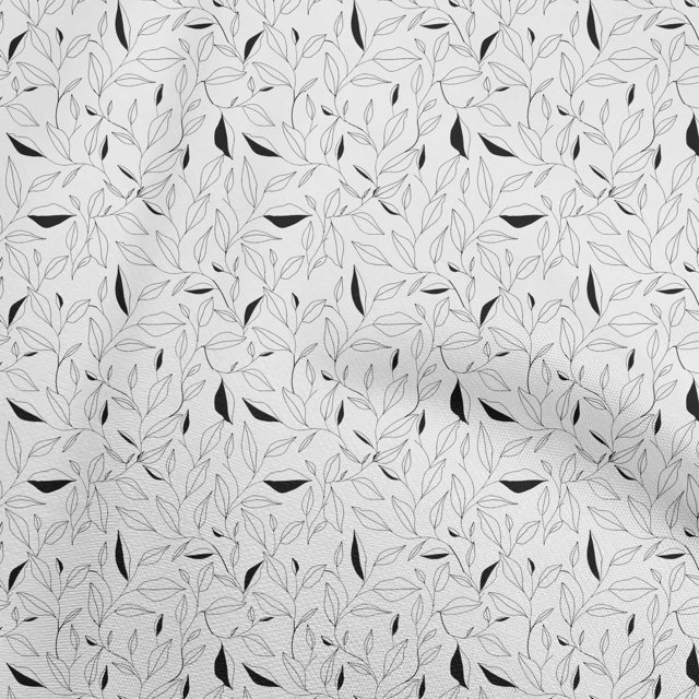 oneOone Georgette Viscose Off White Fabric Line Drawing Leaf Sewing Craft Projects Fabric Prints By Yard 42 Inch Wide
