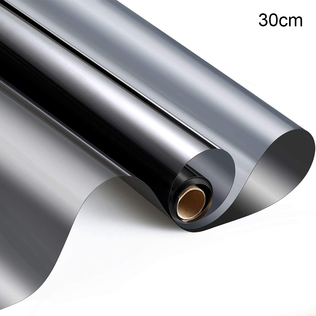 Window Film Privacy Reflective Mirror Film Removable Heat Insulation Film Privacy Window Film Stick, Gray, 30CM x 200CM