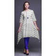 thumbnail image 3 of Bimba Kurti Asymétrique Imprimée Pannahazar Bleue pour Femmes Robe d'Été Indienne Tunique Petit, 3 of 6