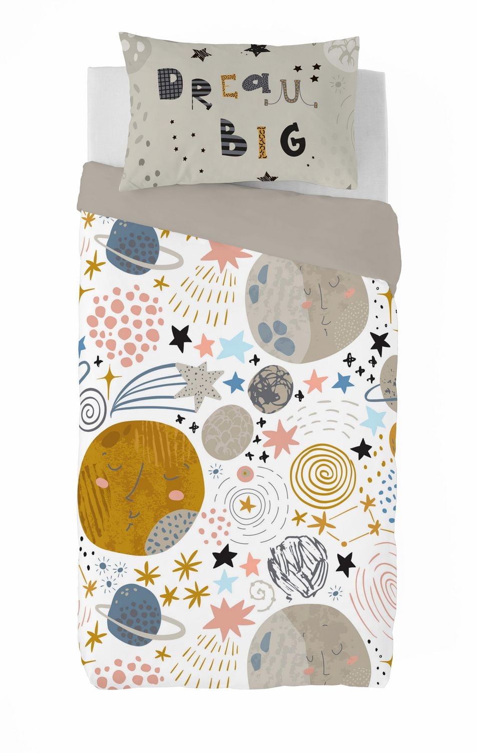 Gouchee Home Perseo Kids Twin Duvet Cover Set – 2pc Space Theme Reversible Cotton Bedding