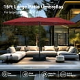 thumbnail image 3 of Parasol de Patio 15 Pi à Double Face pour l'Extérieur, Parasol de Marché Extra Grand avec Manivelle, Base de Parasol Incluse (Rouge Foncé), 3 of 8