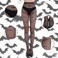 thumbnail image 4 of Aocisk Halloween Stockings for Women Gothic Fishnet Tights with Bow Lace Design Out Pattern Accessories Light Yellow One Size, 4 of 4