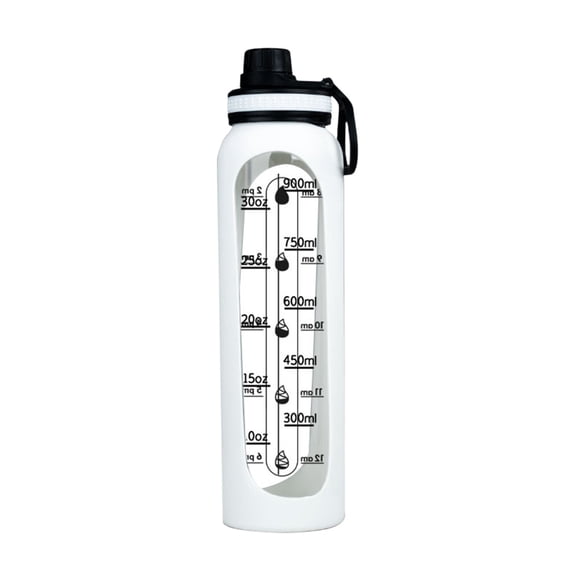 Aihimol Large Capacity Sports Water Cup,Glass Shaker Bottle,34oz/1L BPA-Free Blender Shaker Bottle for Protein Mixes Fitness(White)