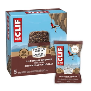 CLIF BAR Barres d'énergie, Brownie au chocolat, Granola Bar, Forte en protéines, contient 70% Ingrédients biologiques Boîte de 5 Barres