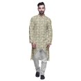 thumbnail image 1 of Atasi Kurta à Manches Longues Imprimé, Boutonné, Asymétrique, Kurta de Designer pour Garçons, 1 of 5