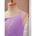 thumbnail image 3 of YONGHS Kids Girls Shiny Rhinestone Figure Ice Skating Dress Sleeveless Chiffon Ballet Dance Dress Lavender 8, 3 of 7