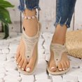 thumbnail image 2 of Hyknon Sandals for Women Large Size New Toe Clip Rhinestone Sandals Elastic Flat Shoes Arch Support Comfortable Sandals, 2 of 5