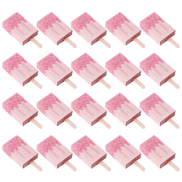 20pcs A Pack Cartoon Gift Boxes Candy Box Popsicle Design Party Favor Paper Goody Boxes for Kids Party Wedding (Pink)