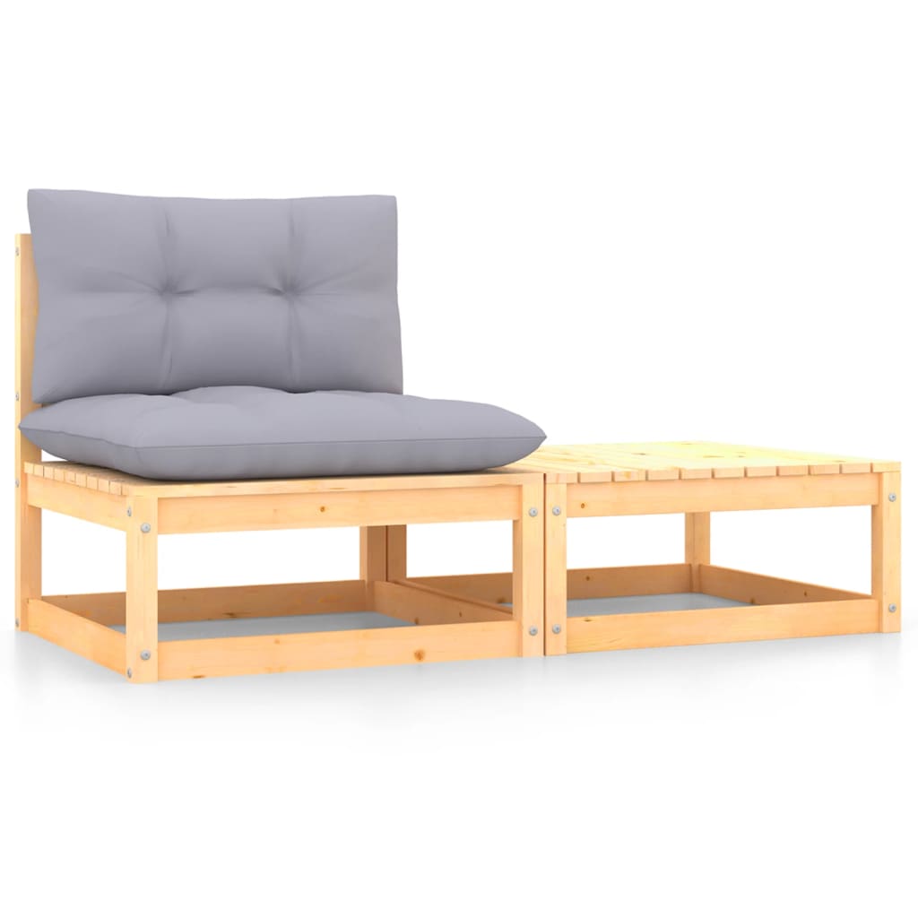 vidaXL 2 Piece Garden Lounge Set with Cushions Solid Wood Pine