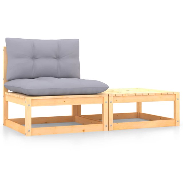 vidaXL 2 Piece Garden Lounge Set with Cushions Solid Wood Pine