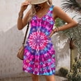 thumbnail image 4 of Pisexur Robes d'Été pour Femmes Boho Robe de Plage Florale Col en V Sans Manches Mini Robes Décontractées Fluides Robe Débardeur pour Vacances à la Plage avec Poches, 4 of 6