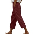 thumbnail image 1 of Pantalon Court pour Femmes Jambe Grand Coupe Jambe Femmes Taille Polyester Grande Taille Capris Pantalons Capris Style C-114 Bourgogne TG, 1 of 1