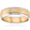 thumbnail image 1 of Mens Gold Solitaire Diamond Brushed Wedding Ring Band, 1 of 3