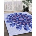 thumbnail image 3 of Ahgly Company Tapis d'Intérieur Lavable en Machine Carré Bleu Royal Transitionnel, 7 Pieds Carré, 3 of 7