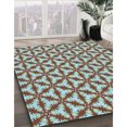 thumbnail image 3 of Ahgly Company Tapis Rond Lavable en Machine Intérieur Transitionnel Bleu Tiffany, 3 Pieds Rond, 3 of 7