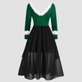 thumbnail image 4 of TJAZFJPA Robes Maxi pour Femmes Vacances Femmes Noël Patchwork Col en V Panneau Manches Longues Col en V Robe Asymétrique Robes de Plage pour Femmes Robes Scintillantes pour Femmes, 4 of 5