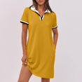 thumbnail image 3 of Dvprdro Robe d'Été pour Femme Mode Classique Unie à Manches Courtes Robe Mini Décontractée Ample avec Poches Robe Chemise de Tennis Golf, 3 of 5