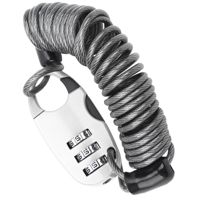 Bike Helmet Cable Lock, Anti Theft Password Lock 2.2x1.0in Steel Wire Lock Rope Easy To Carry Zinc Alloy For Bicycle White