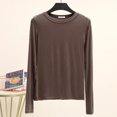 thumbnail image 1 of LNGOOR T-Shirt de Base Uni en Modal à Col Rond à Manches Longues pour Femmes, Automne, T-Shirt de Base, Hauts, T-Shirt Passe-Partout, Grande Taille, sous-Vêtement, 1 of 7