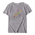 thumbnail image 3 of EQWLJWE Hauts d'Été pour Femmes Hauts pour Femmes Liquidation Femmes T-shirt Décontracté Imprimé Col Rond Manches Courtes Chandail Blouse Hauts, 3 of 4