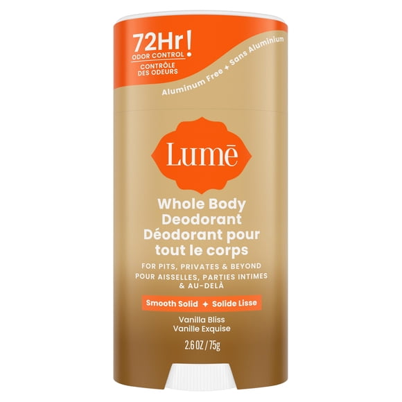 Lume Whole Body Women’s Deodorant - Smooth Solid Stick - Aluminum Free - Vanilla Bliss - 2.6oz