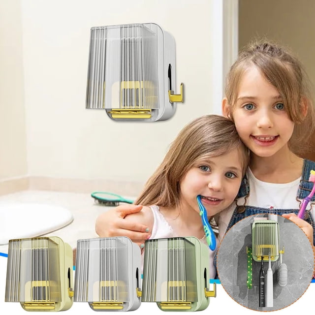 Support de Rangement Porte-Brosse à Dents avec Gobelet de Rinçage, Support Mural Sans Perçage pour l'Organisation de la Salle de Bain (Blanc, 1 Pce) Rkxzt
