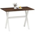 thumbnail image 1 of Gymax Table à Manger avec Cadre en X, Plateau à Texture Grain de Bois, Table d'Appoint, 1 of 10