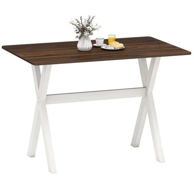 Gymax Table à Manger avec Cadre en X, Plateau à Texture Grain de Bois, Table d'Appoint