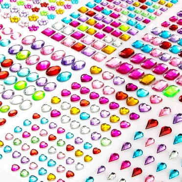 Autocollants de Gemmes Autocollants Strass pour Bricolage, Plus de 1200 Bijoux pour Bricolages Pierres Précieuses Autocollantes Autocollants Pailletés Fournitures de Bricolage pour Enfants et Adultes