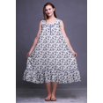 thumbnail image 4 of Bimba Robe de Nuit Mi-Mollet Bleu Violacé à Fleurs Pervenche pour Femme en Coton Imprimé Sans Manches Maxi Robe XX-Grand, 4 of 6