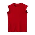 thumbnail image 1 of LUOGENLI T-Shirt pour Filles Hauts d'Été Manches Courtes Col Rond Blouse Tenue Décontractée Tee-Shirt Ludique pour Usage Quotidien Tissu Extensible Confortable Âge 4 10 Boho Maxi Tops Rouge 7-8 Ans, 1 of 2