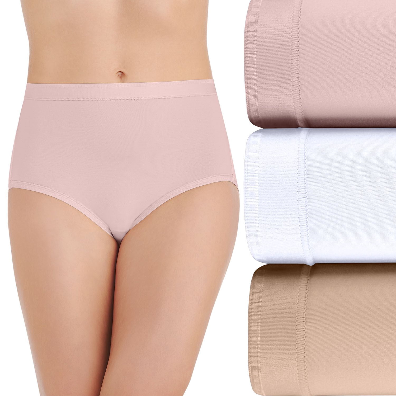 Vanity Fair Womens Comfort Where It Counts Brief Panty 3-Pack, 8