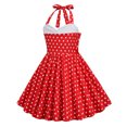 thumbnail image 4 of Zwiiyzr 3-8 Ans Filles Robes Vintage des Années 1950 Été Col Licou à Empiècements Pois Robes Rétro Rouge, 4 of 7