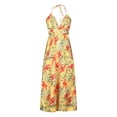 thumbnail image 4 of HKEJIAOI Robe Florale pour Femmes Offres Liquidation Robes Décontractées Boho Plage Camisole Sans Manches Col en V Dos Nu Élastique Longue Robe Jaune, 4 of 8