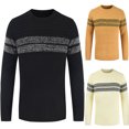 thumbnail image 2 of EGNMCR Mens Sweater And Winter New Round Neck Color Matching Personality Trend Men's Striped Sweater, 2 of 4