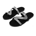 thumbnail image 4 of yulier Women's Rhinestone Flat Sandals Flat Slippers Strappy Slip On Open Toe Slide Sandals Plus-size Flip Flops Dressy Thong Sandals, 4 of 7